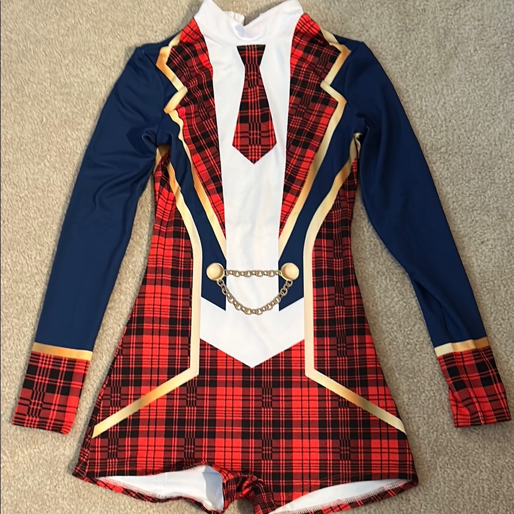 Plaid Red and Blue Costume Leotard Bikitard Unitard